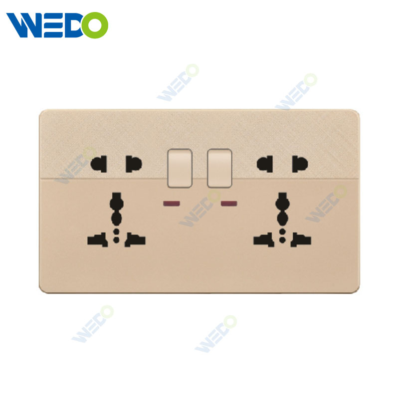 D1 Light Switch Simple Electric, Настенный коммутатор Свет Двойной 5Pin MF Коммутационный розетки WIHT Неоновый Настенный Выключатель PC Материал Крышка с IEC Отчет SASO