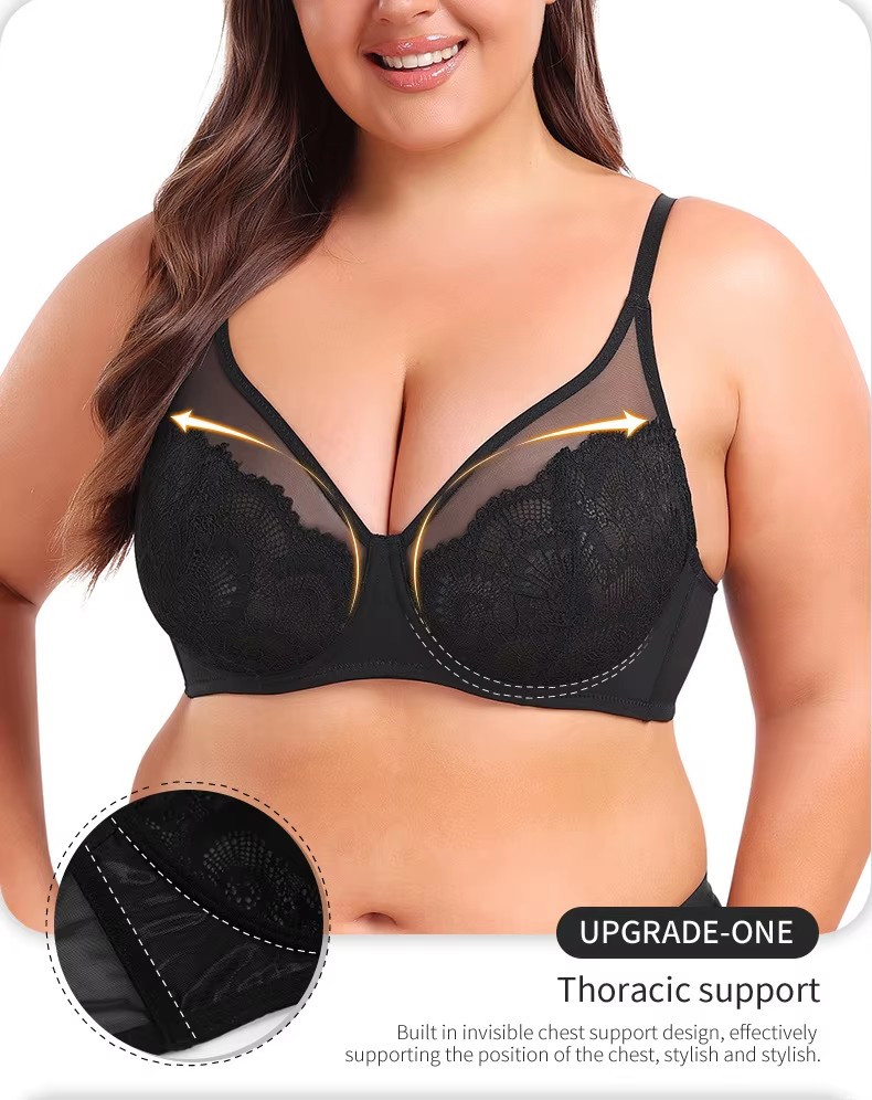 Lace Mesh See-Through Bra (5) Reggiseno trasparente in rete di pizzo (5)