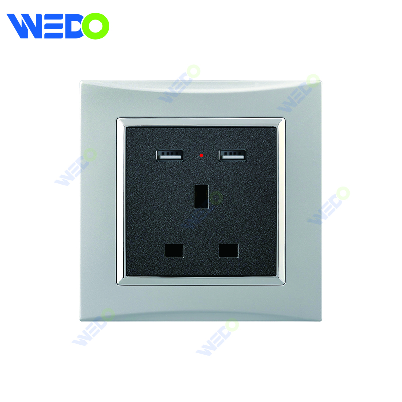 M3 Wenzhou Factory Новый дизайн электрический свет настенный выключатель и розетка IEC60669 13A сокет + 2USB