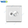 S2-W Home SAT+TV Socket 16A 250V Light Electric Wall Switch Socket 86*86cm PC Material with Chrome Frame