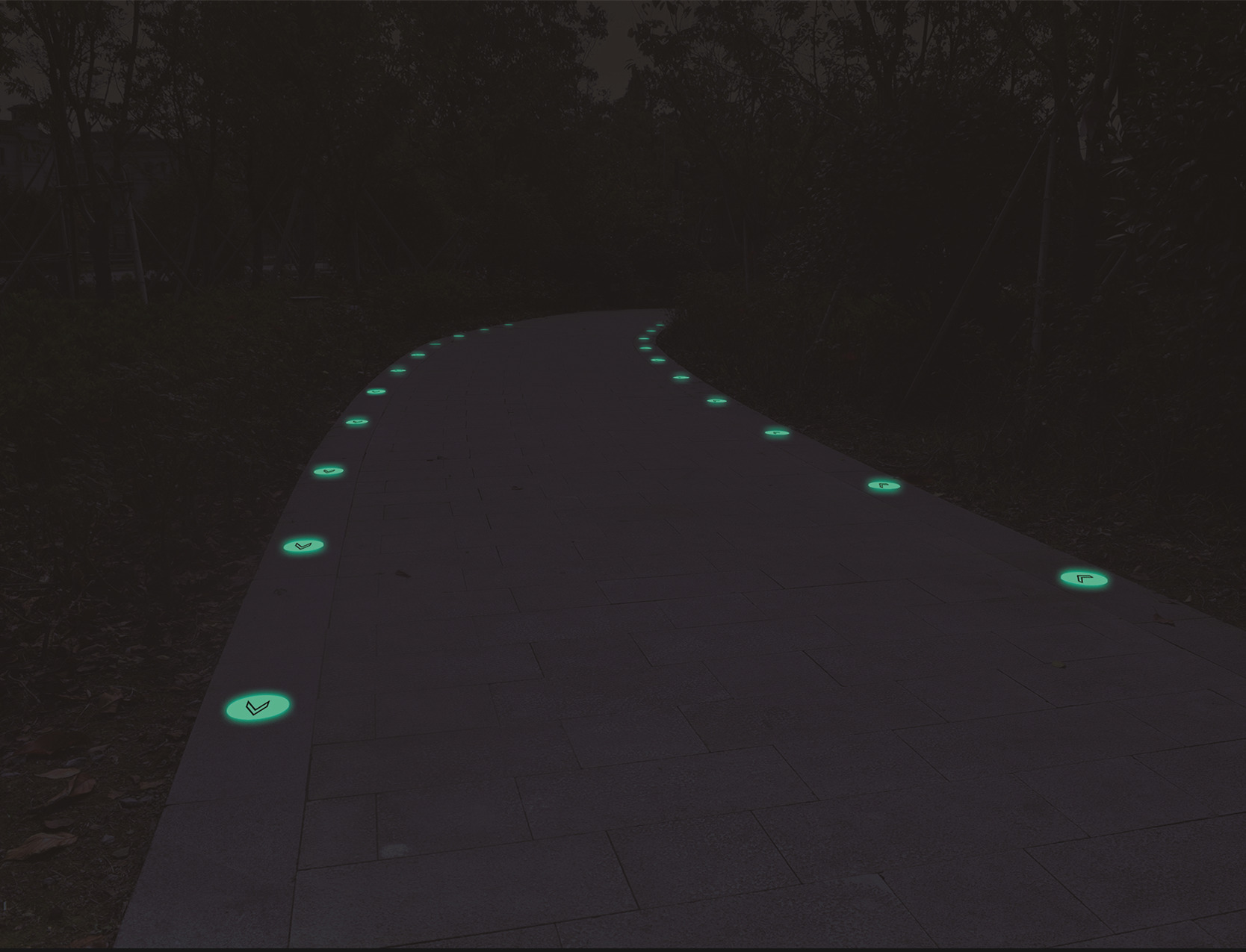 Inorganic Light Storage Self-luminous Floor Tiles in Park