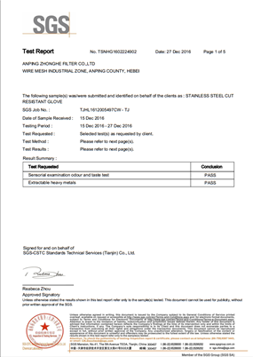 Our ring mesh gloves for hand protection has been approved by LFGB certificate