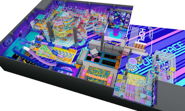 Крытый парк, площадка для прыжков на батуте