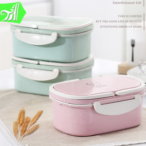 1000ml Degradable Food Storage Container Set wheat straw Lunch Box with Lock And Handle 