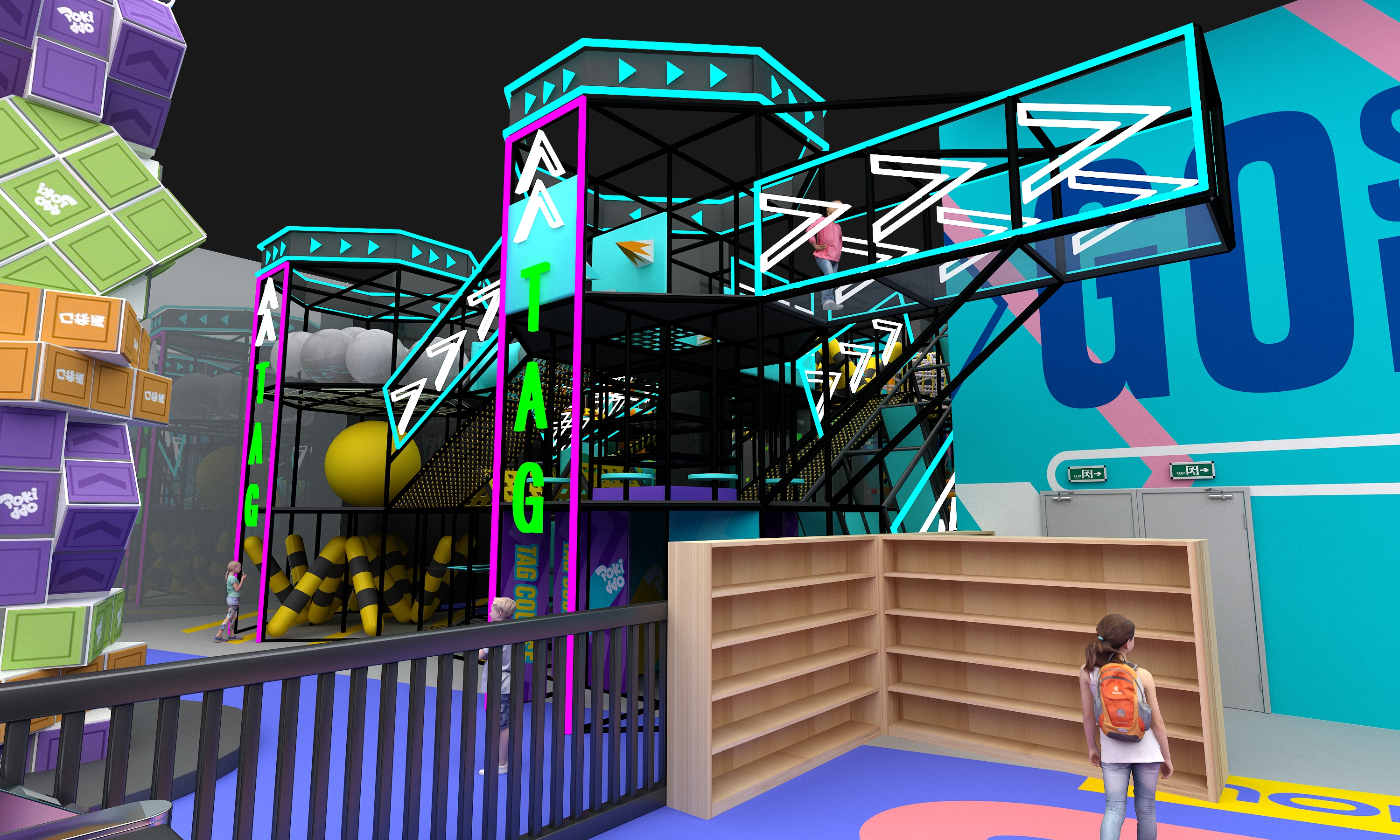 Ilustraci&oacute;n de dise&ntilde;o de parque de atracciones interior