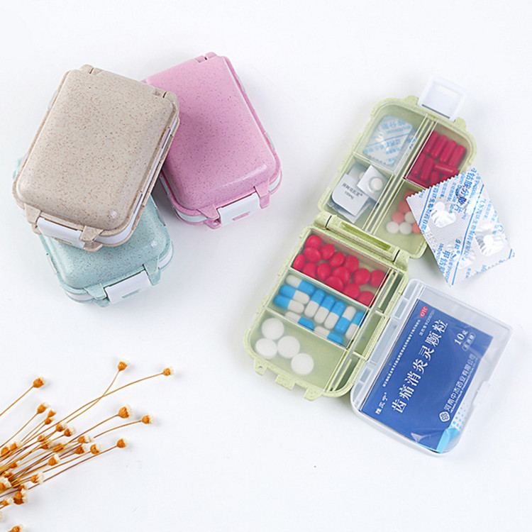 New Eco-Friendly BPA Free Wheat Fiber Pill Organizer Box Monthly Pill Box Plastic