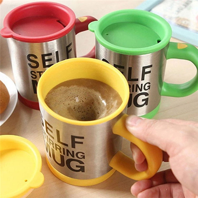 Double Insulated Self Stirring Mug Electric Lazy Automatic Mixing Stainless Steel Travel Coffee Mug