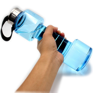 700ml Plastic Dumbbell Water Bottle with Stainless Steel Lid, Sports Water Bottle