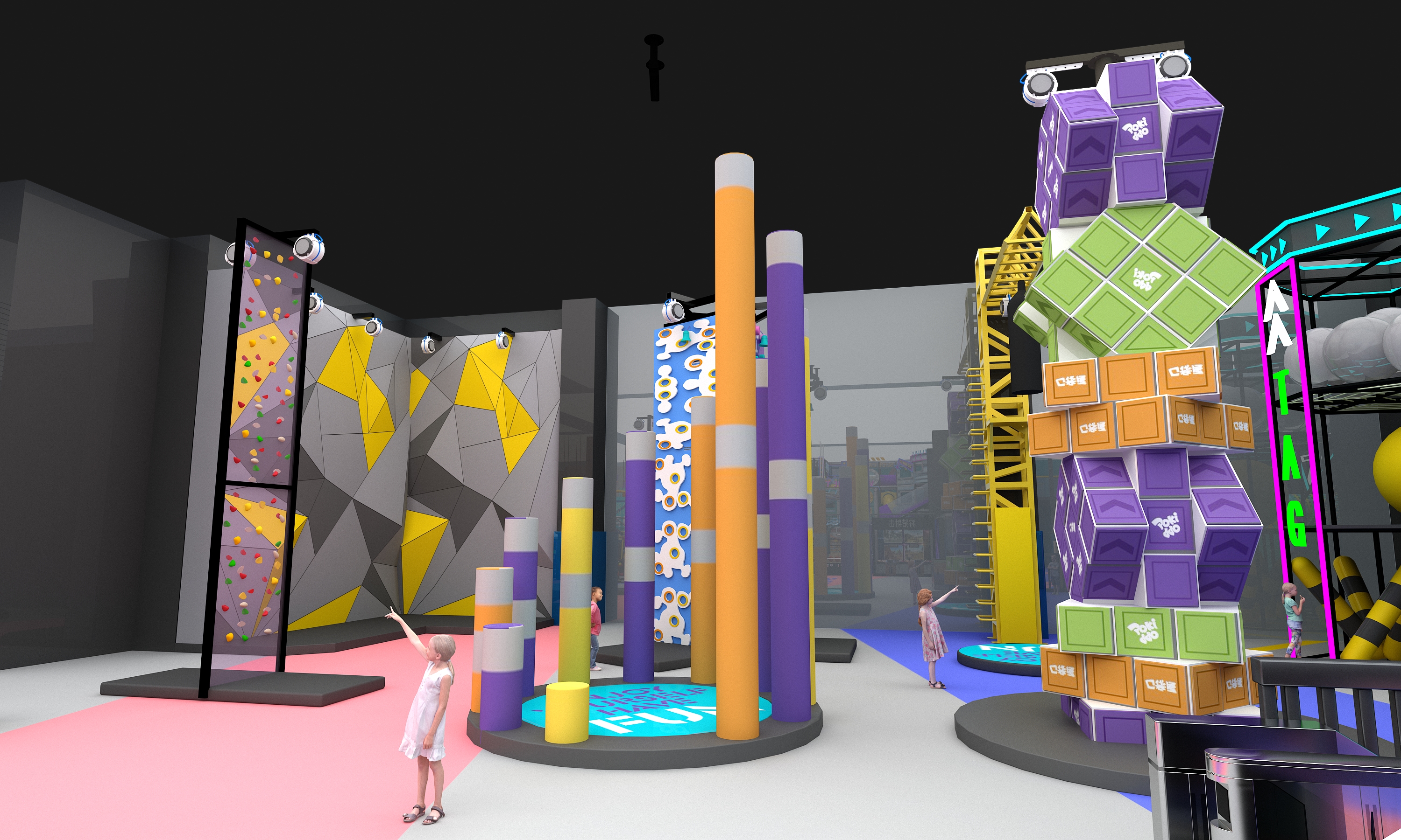 Ilustraci&oacute;n de dise&ntilde;o de parque de atracciones interior