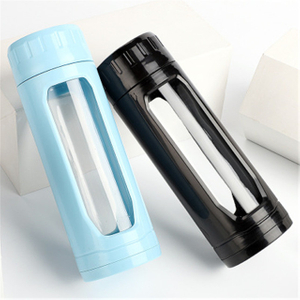 Multi-function 400 ML Double Wall Glass Bottle With Plastic Package, Glass Water Bottle For Gift