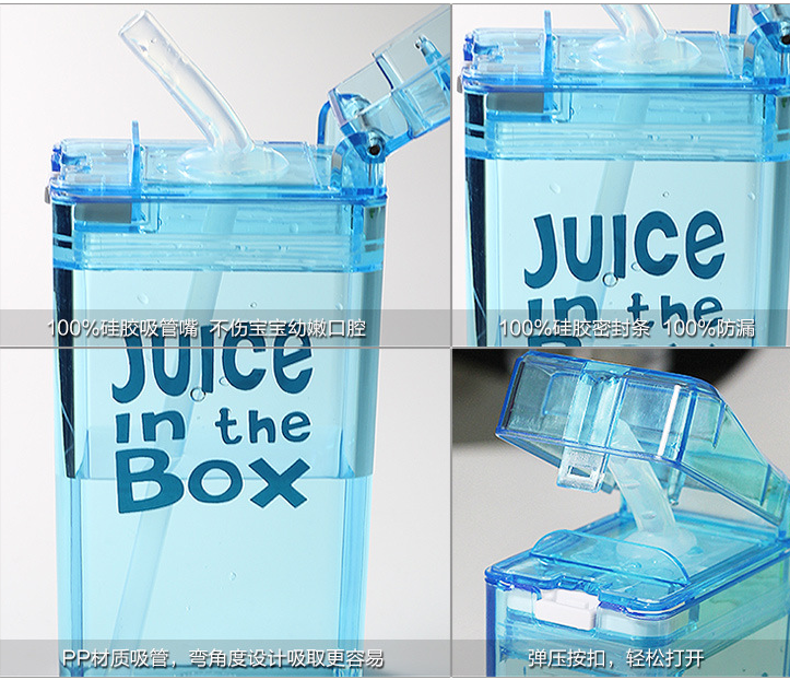 Colorful School Kids Fruit Juices Bottle with Straw