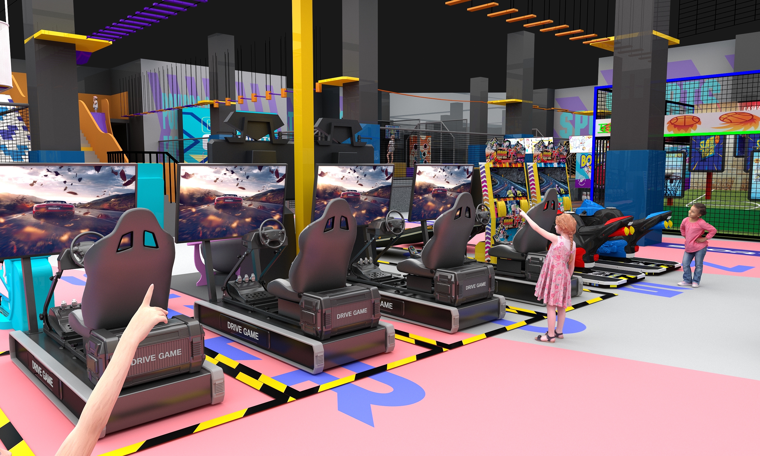 Ilustraci&oacute;n de dise&ntilde;o de parque de atracciones interior