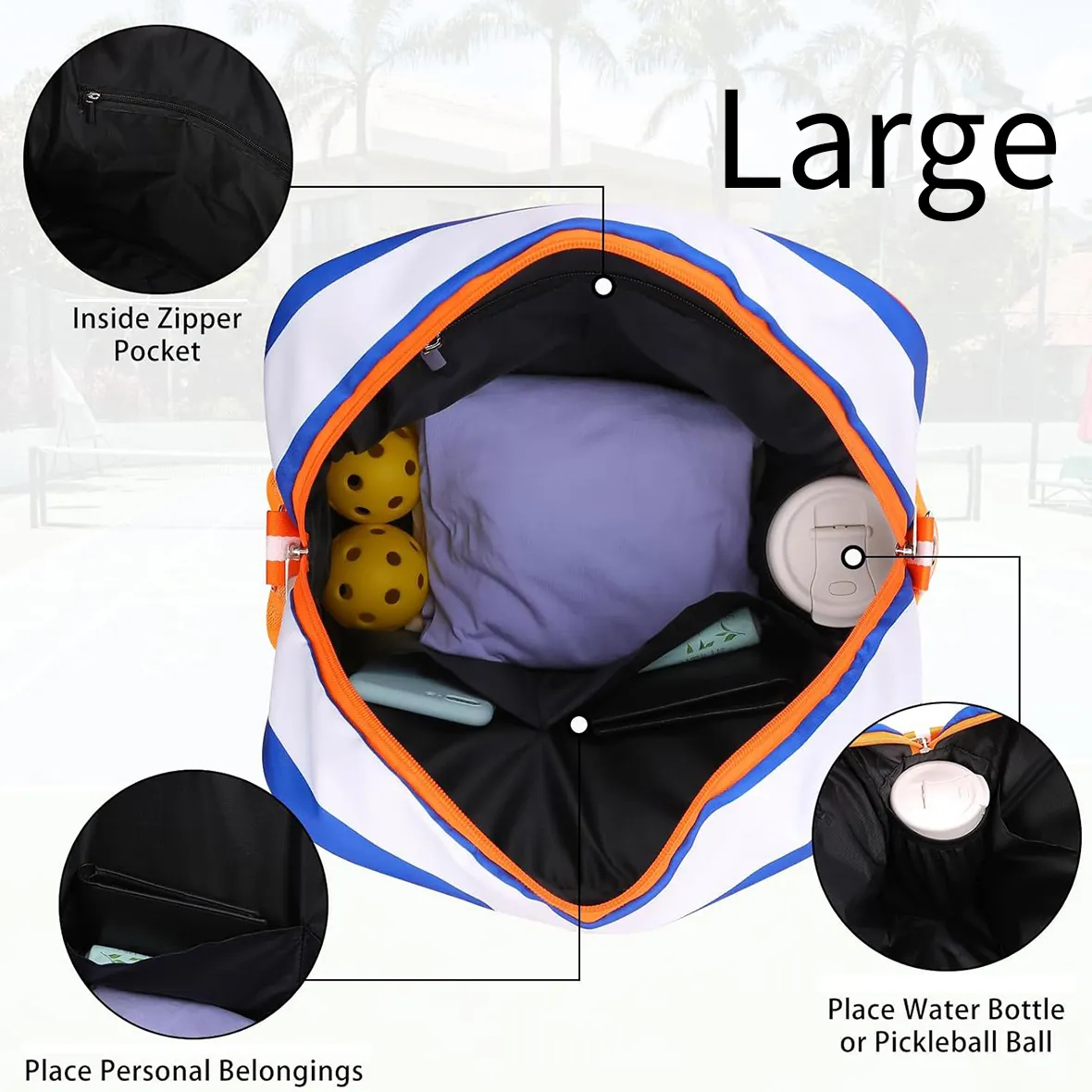 Pickleball Bag Premium Tote Bag Adjustable Squash Sling Gym Bag with Pickleball Paddle Holder for Men Women