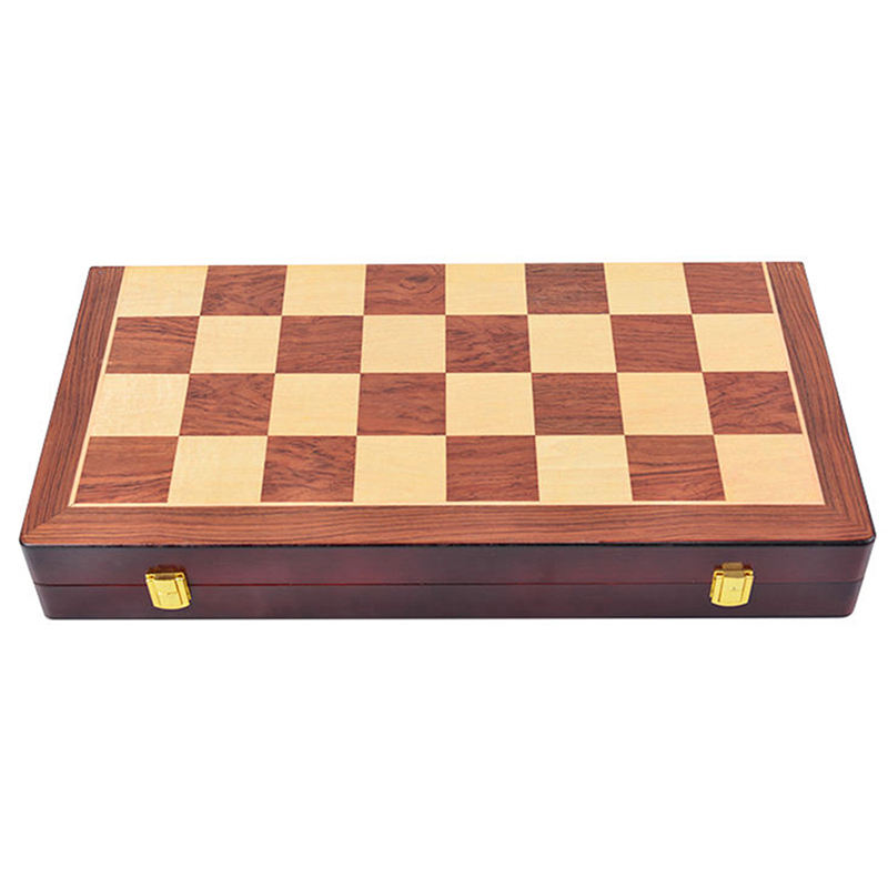 Luxury Travel Chess Set with Classic Met.al Pieces and Folding Storage Wooden Chess Board。