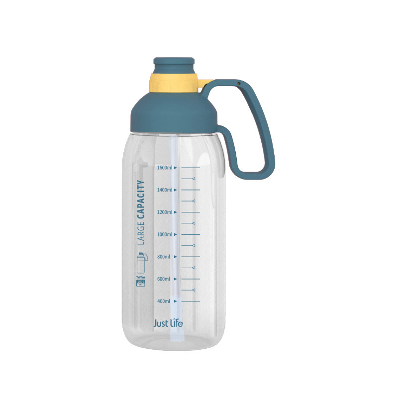 THVALUE 1800ml Wholesale 1 Gallon Transparent Plastic Water Bottles With Scale Straw Motivational Fitness Sports Water Bottle With Time Marker