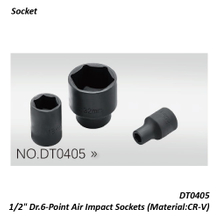 DT0405 1/2" Dr.6-Point Air Impact Sockets (Material:CR-V)