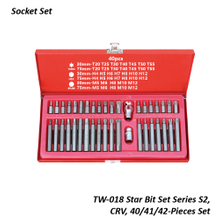 TW-018 Star Bit Set Series S2, CRV, 40/41/42-Pieces Set