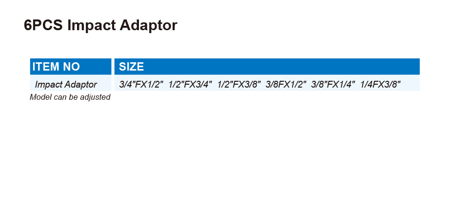 DT1106 6PCS Impact Adaptor