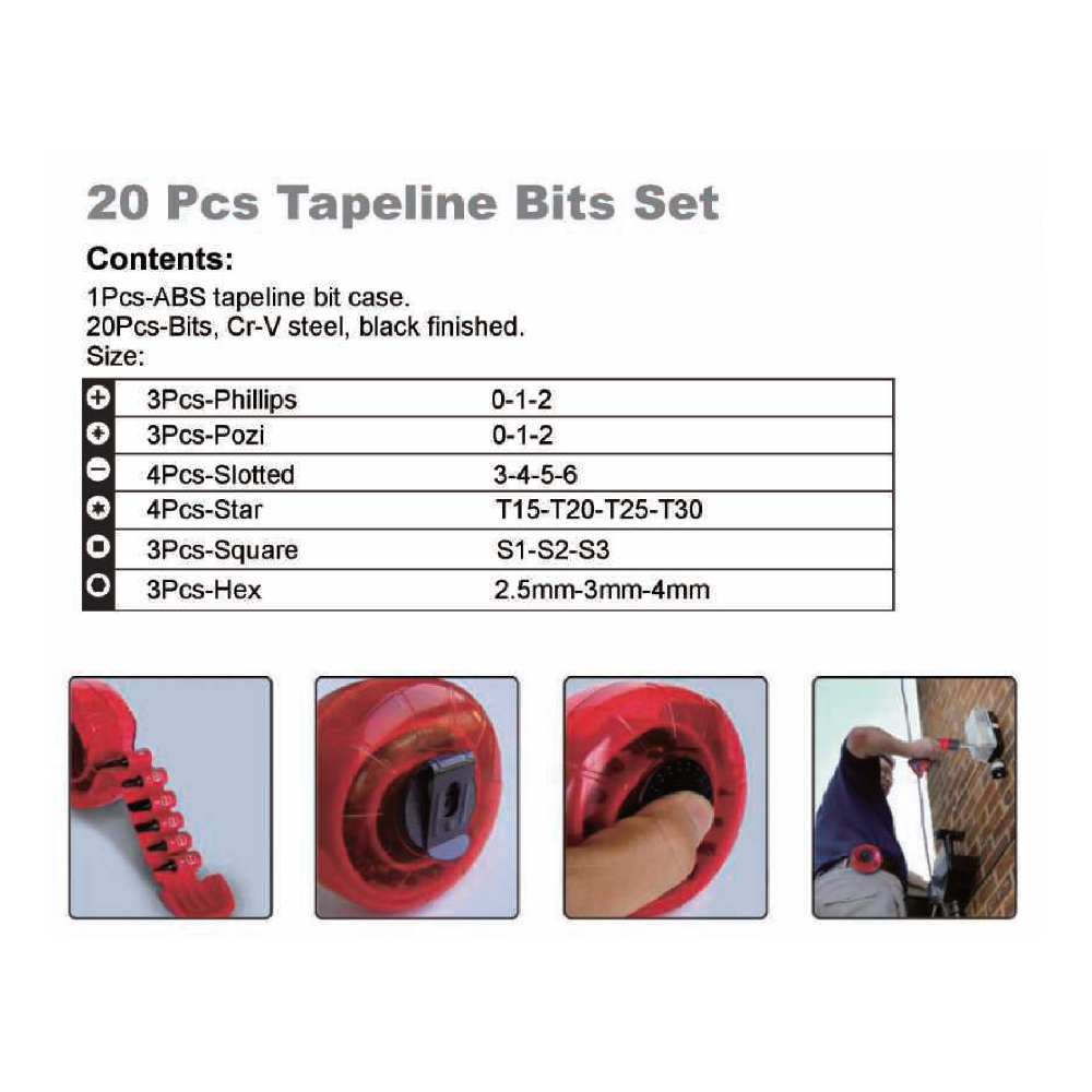 20 pcs Tapeline bits set