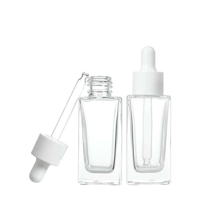 Embalaje para el cuidado de la piel, botella de aceite esencial vacía personalizada, transparente, gruesa, 5ml, 10ml, 15ml, 30ml, 50ml, botella de aceite cosmético cuadrada para el cabello