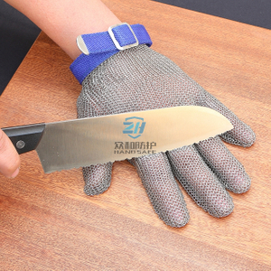 Five Fingers Stainless Steel Ring Mesh Safety Glove for Cut Resistant 