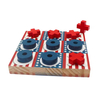 American Flag Themed W ooden Tic Tac Toe Game Set Asterisk-Shaped Travel Board Game Family Party Game Mini XO for Kids and Adults