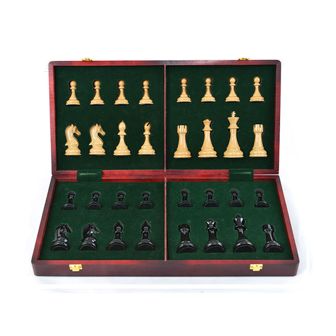 Luxury Travel Chess Set with Classic Met.al Pieces and Folding Storage Wooden Chess Board。
