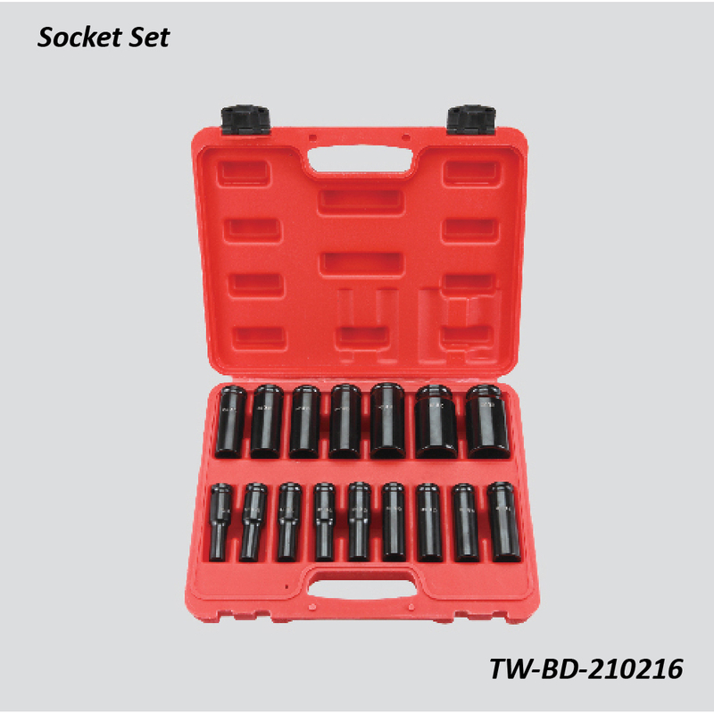 TW-BD-210216 1/2" Dr. 16pcs Air Impact Sockets(Material: CR-MO) 78mm