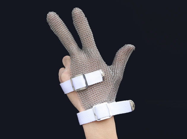 3101-Three Finger Wrist ring mesh Glove With Textile strap