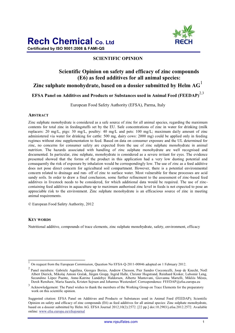 The safety and efficacy of zinc sulphate 1