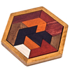 Hexagon Tangram Wooden Puzzle for Children and Adults Wooden Brain Teasers Puzzle for Adults Family Portable Board Games