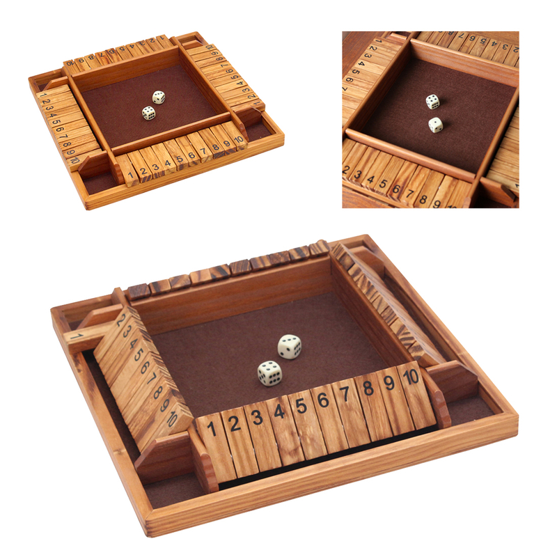 13.4Inches Shut The Box Game for 4 Players Family Dice Game with 10 Numbers Box Nautical Themed Large Wooden Game Board.