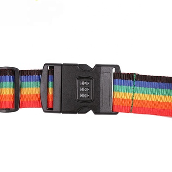 Travelsky Colorful Webbing Cross Rainbow Adjustable Suitcase Belt Luggage Strap with TSA Passport Lock