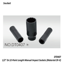 DT0407 1/2" Dr.12-Point Length Manual Impact Sockets (Material:CR-V)