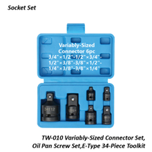 TW-010 Variably-Sized Connector Set, Oil Pan Screw Set,E-Type 34-Piece Toolkit