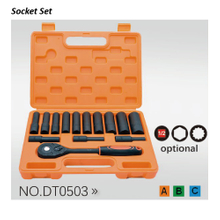 DT0503 1/2" Dr.14PCS Length Manual Sockets (Material: CR-V)