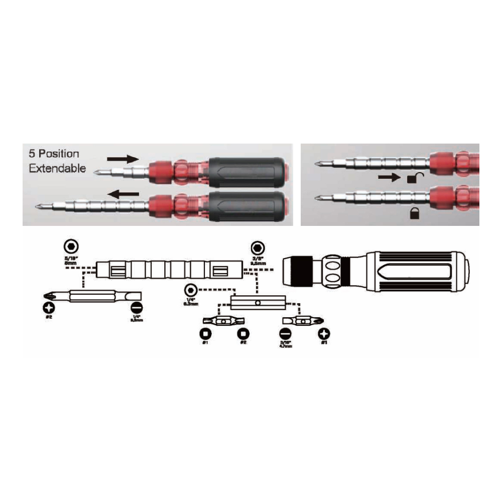 9 in 1 With 5 position extension bar multi-tool