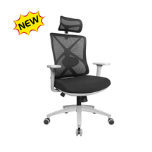 KB-8962AS-GR-016L New Design itting the Waist Office grey frame Mesh Chair with Headrest