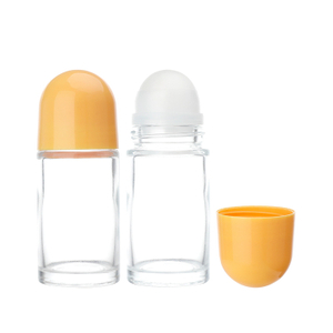 Bouteille de rouleau de parfum cosmétique en verre, vente en gros écologique de 50ml, bouteille à rouleau d'huiles essentielles transparente avec capuchon en plastique