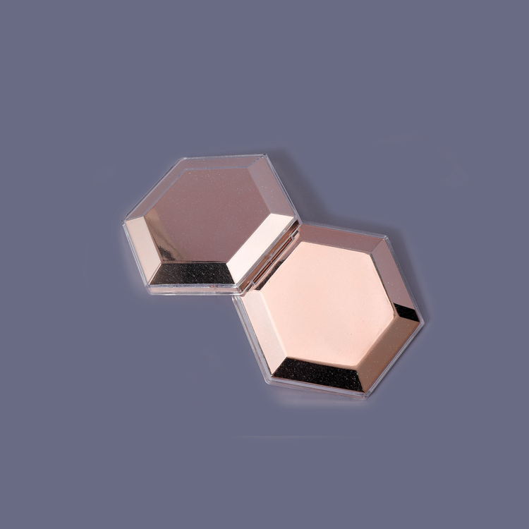 Caixa de destaque hexagonal para embalagem de cosméticos, fabricante compacto, faça você mesmo, ouro rosa, blush vazio, pó