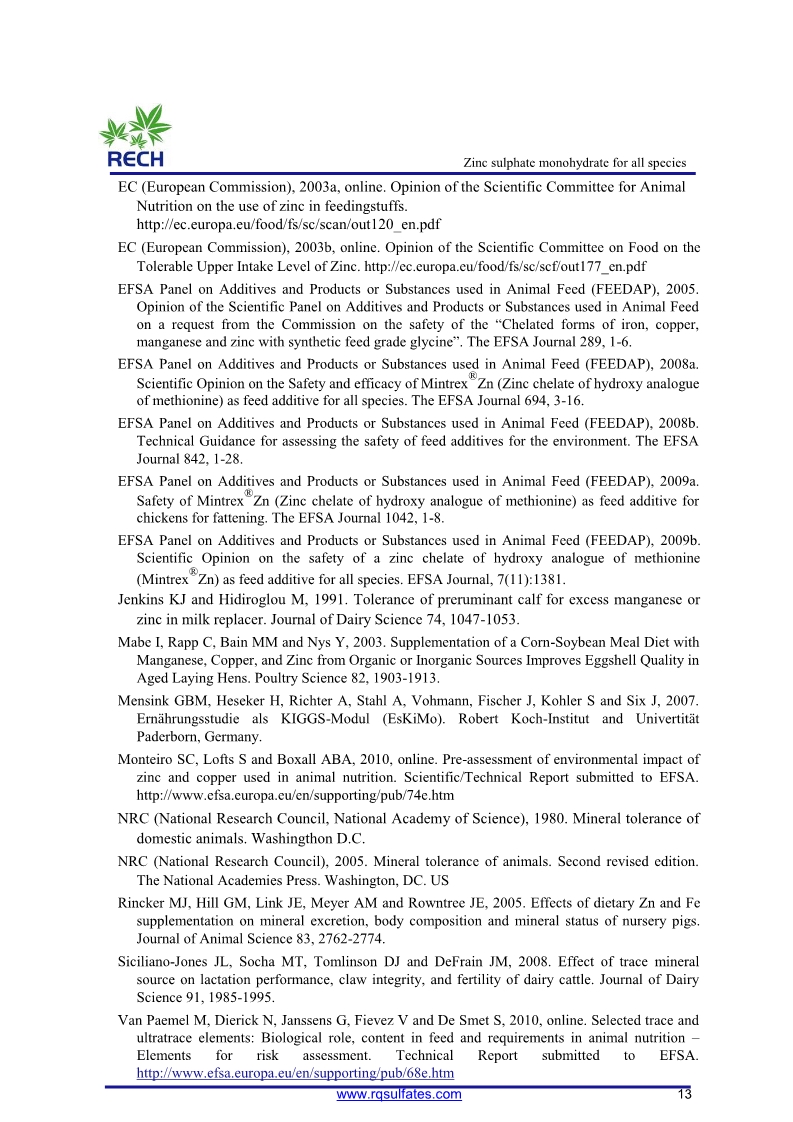The safety and efficacy of zinc sulphate 13