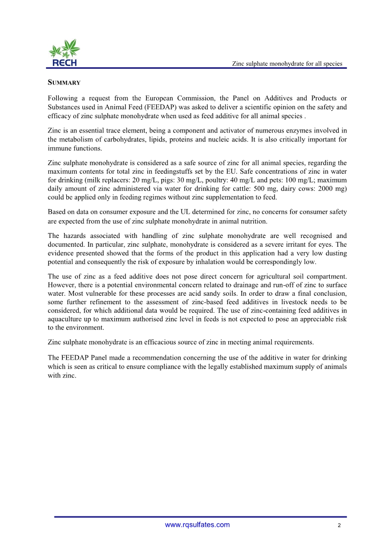 The safety and efficacy of zinc sulphate 2