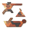 Hexagon Tangram Wooden Puzzle for Children and Adults Wooden Brain Teasers Puzzle for Adults Family Portable Board Games