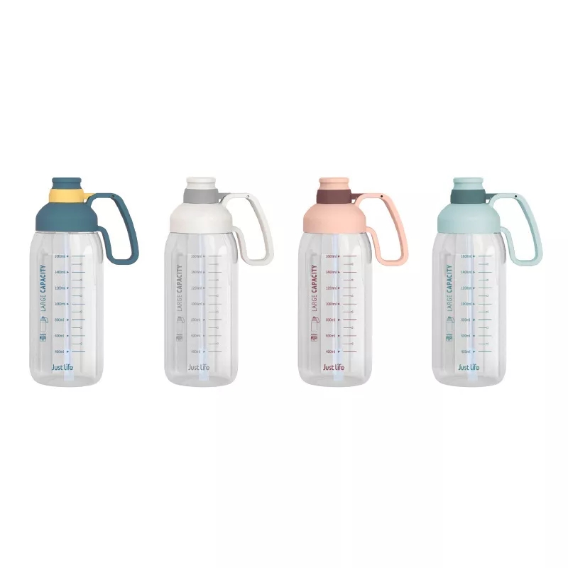 THVALUE 1800ml Wholesale 1 Gallon Transparent Plastic Water Bottles With Scale Straw Motivational Fitness Sports Water Bottle With Time Marker