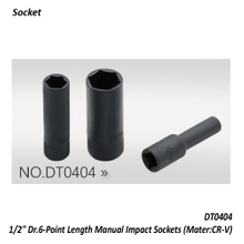 DT0404 1/2" Dr.6-Point Length Manual Impact Sockets (Mater:CR-V)