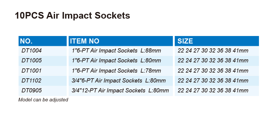 DT-10PCS 10PCS Air Impact Sockets