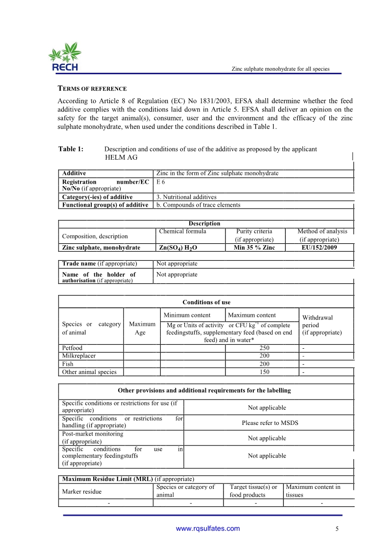 The safety and efficacy of zinc sulphate 5