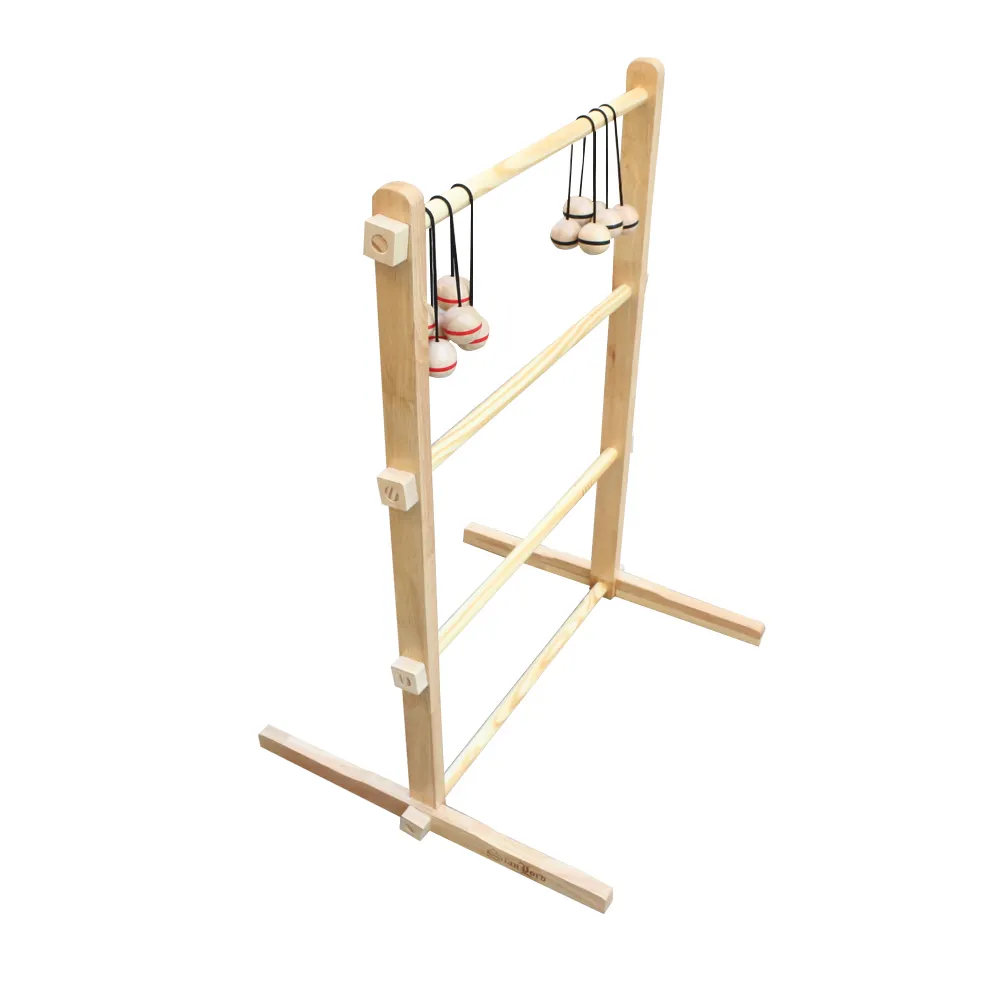 Ladder Ball Wooden Set with 6 Golf Ball Bolas, Ladder Toss Double Lawn Game Indoor/Outdoor Game with Travel Carrying Bag