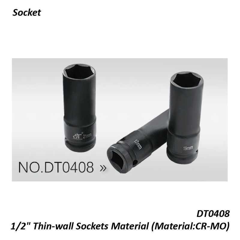 DT0408 1/2" Thin-wall Sockets Material (Material:CR-MO)