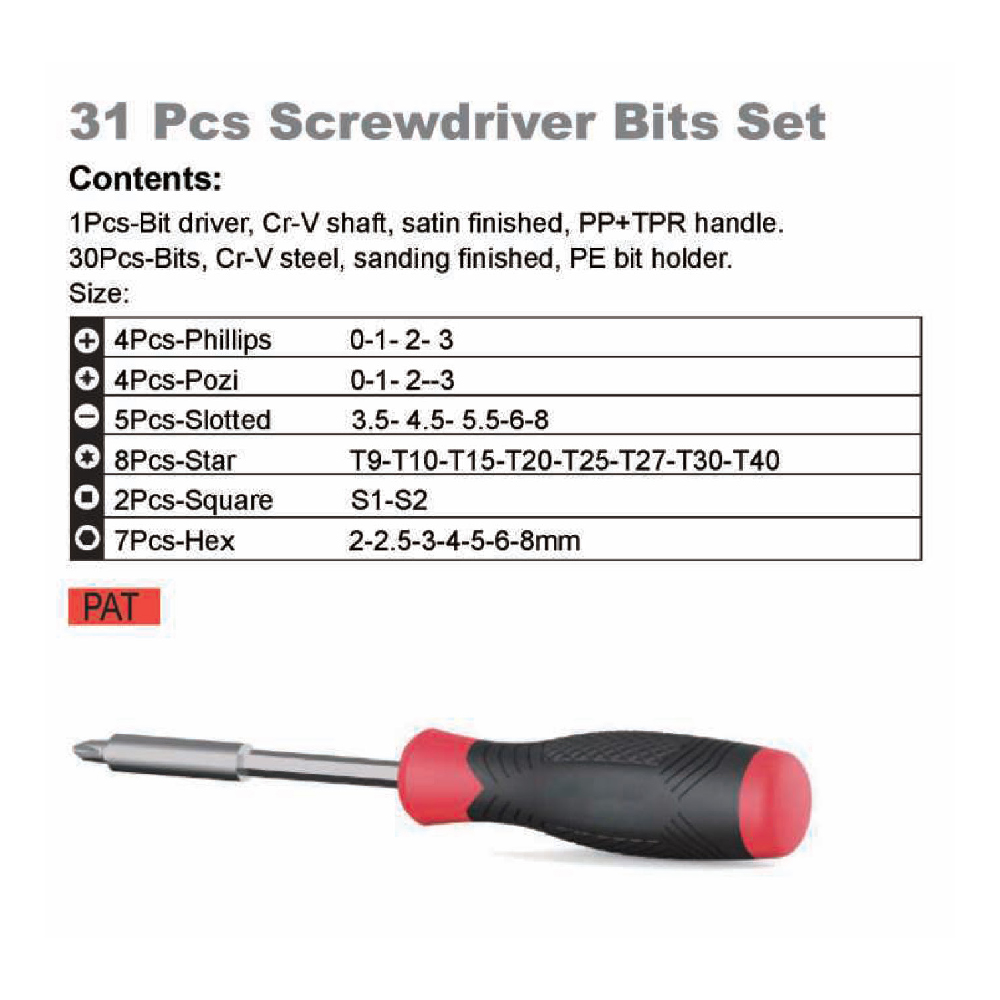 31 pcs Screwdriver bits set